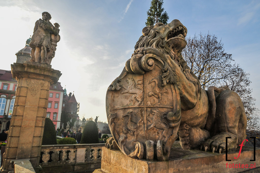 Rzeźba lwa na Zamku Książ