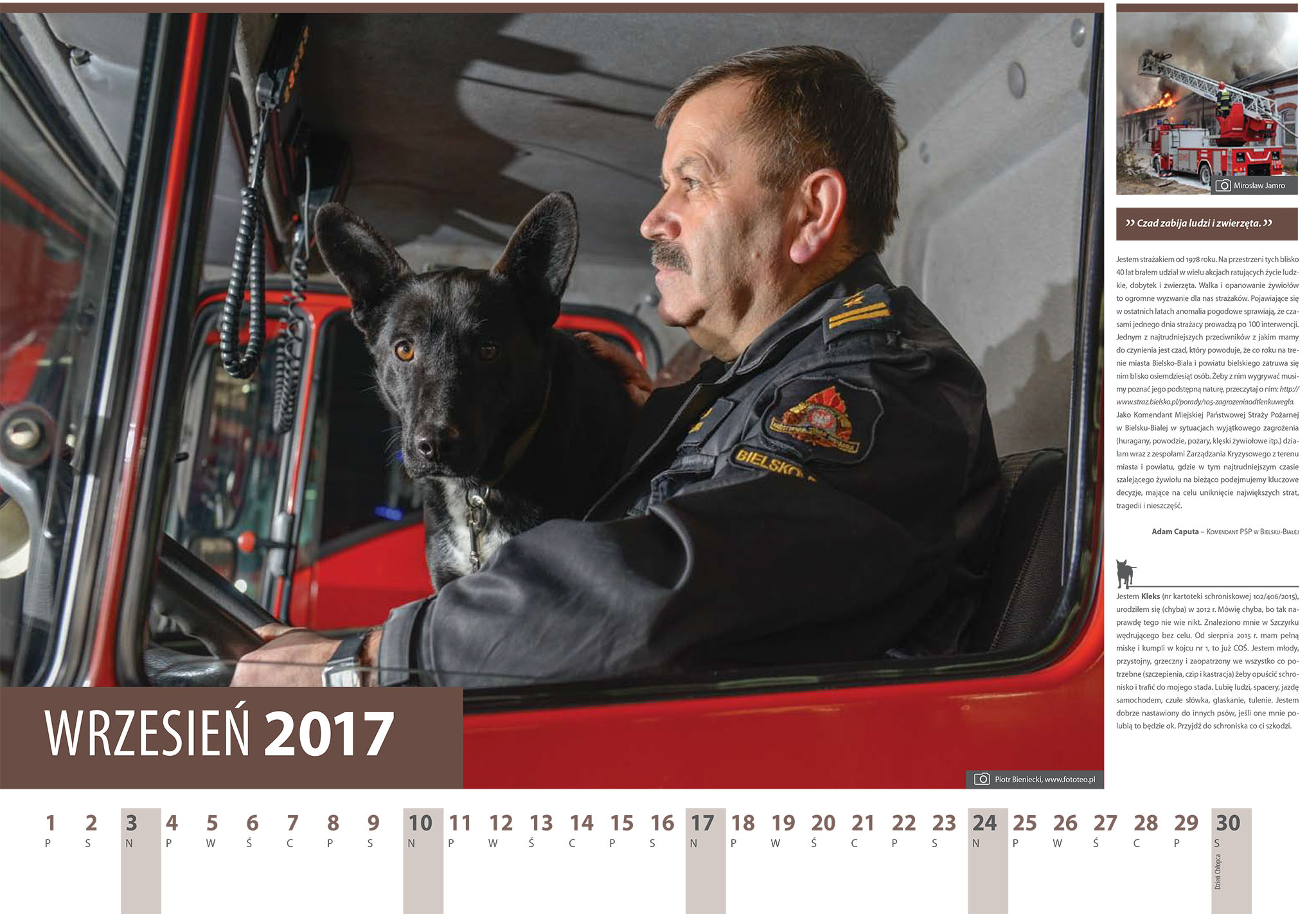 Kalendarz 2017 wrzesien komendant Strazy Pozarnej Adam Caputa