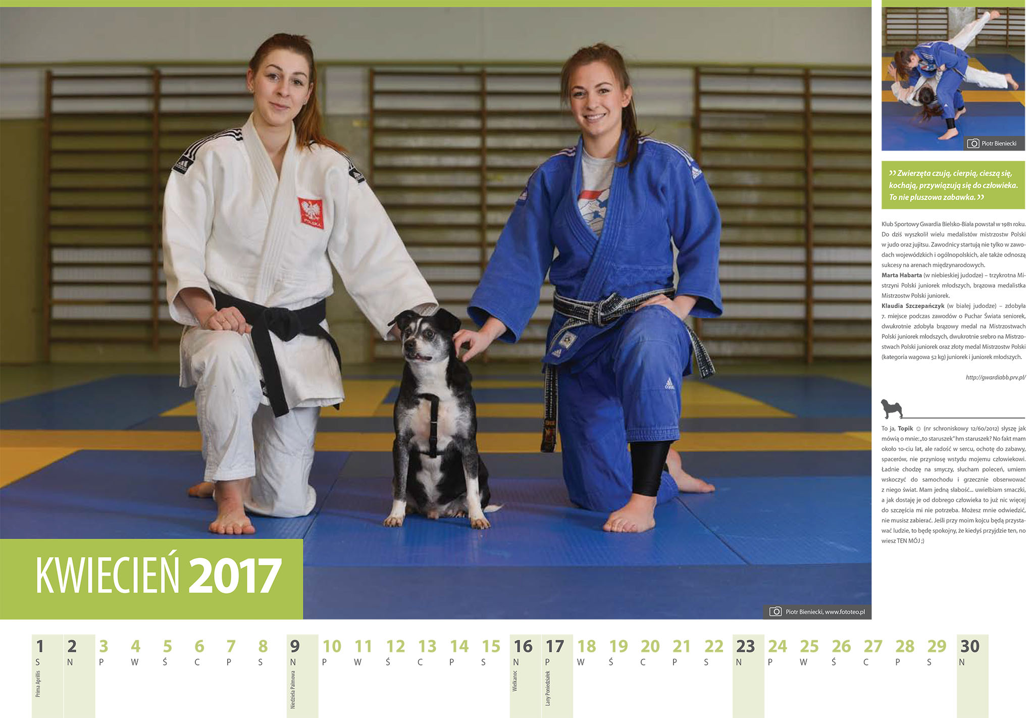 Kalendarz 2017 kwiecien. Judoczki Marta Habarta i Klaudia Szczepanczyk