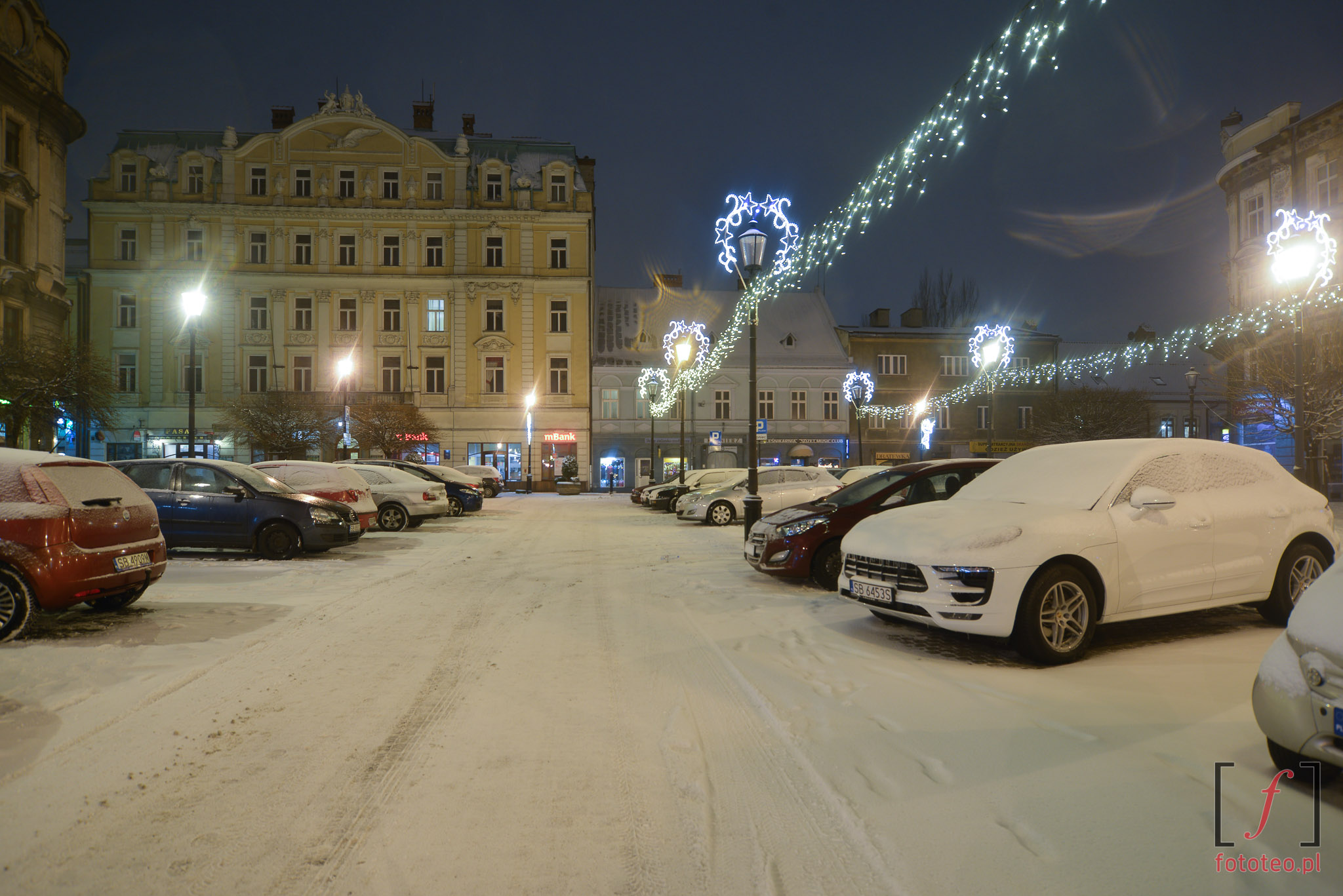 plac Wolności w Bielsku-Białej, fotografia zimą